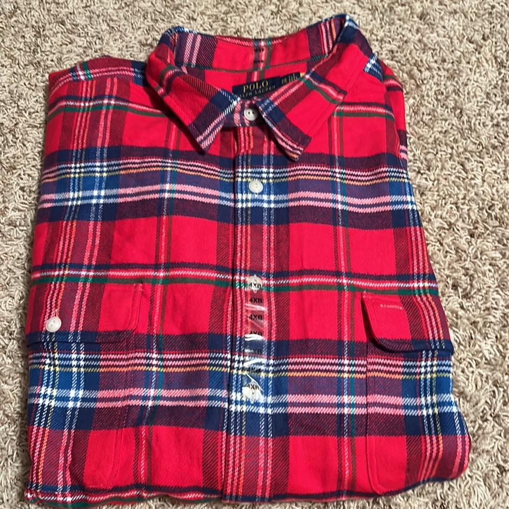 Polo Ralph Lauren- Plaid Button Front Flannel Men’s Long Sleeve Shirt-Size 4XB